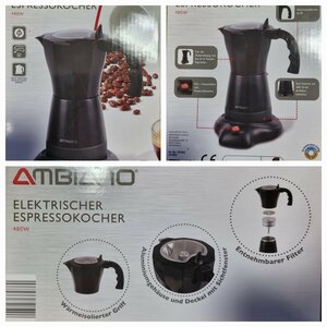 Elektrischer Espressokocher schwarz 